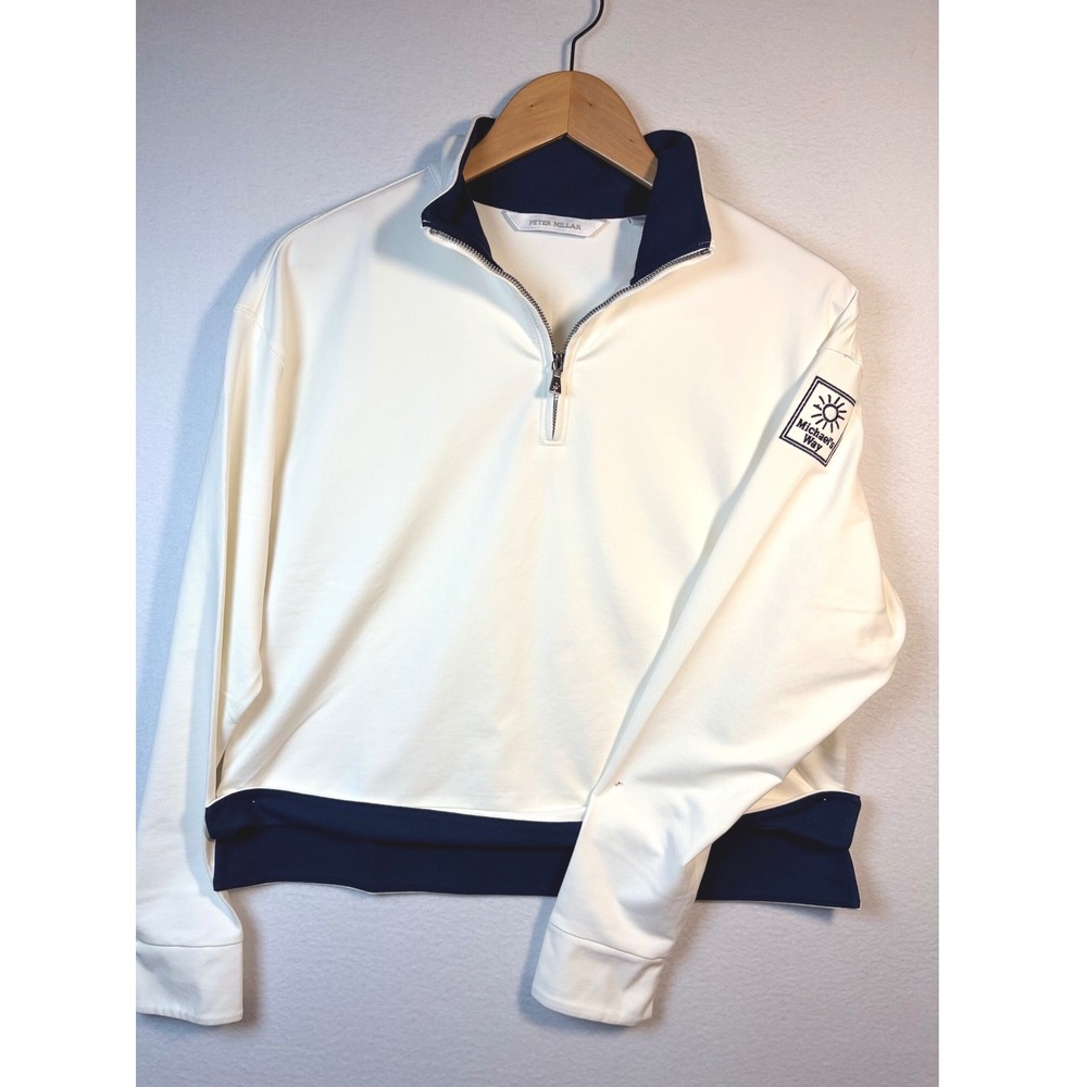 Peter Millar Quarter Zip Pullover Women Small White Excellent Michaels Way Patch